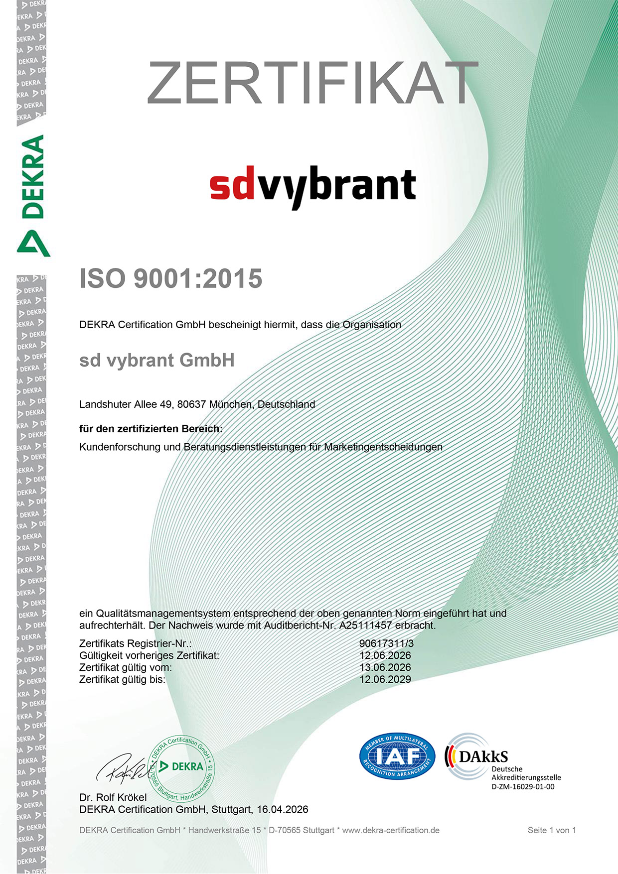 ISO 9001: Rezertifizierung von sd vybrant erfolgreich